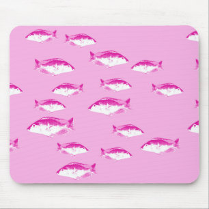 Pink fish mouse pad
