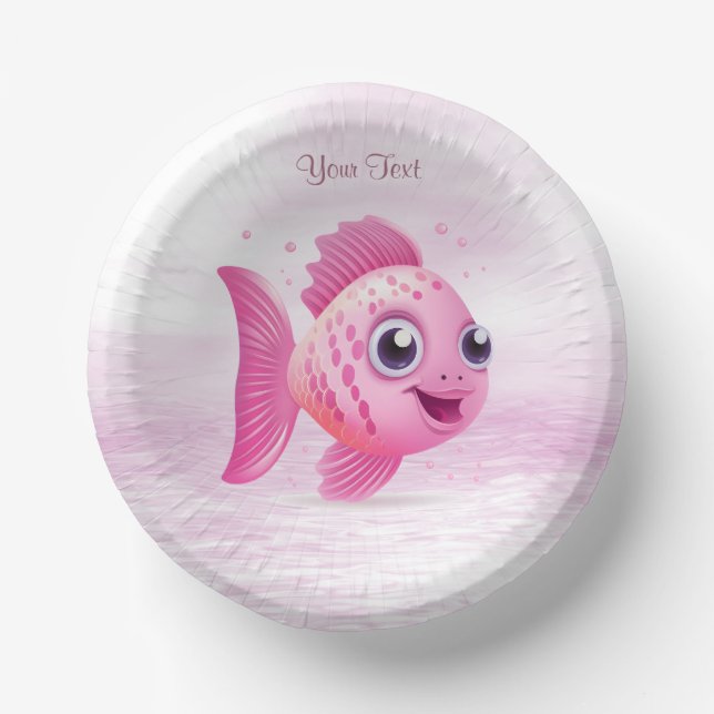 Pink Fish Paper Bowl Paper Plate (Front)