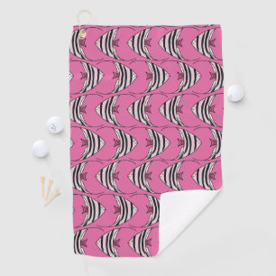 Pink fish pattern golf towel