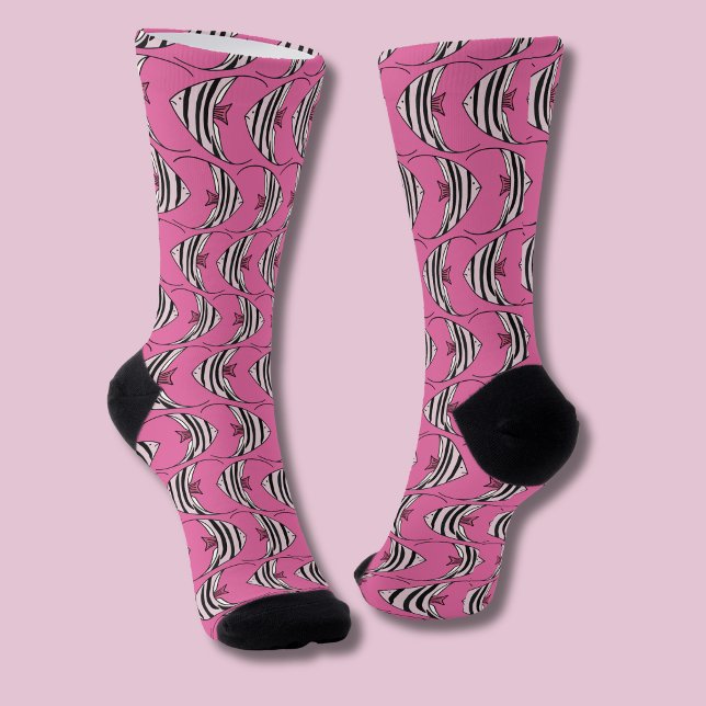 Pink fish pattern socks (Pink Angel Fish patterned socks)