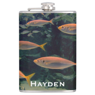 Pink Fish Shoal Underwater Photo Personalised Hip Flask