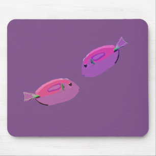 Pink Fishes l Fish Purple Mousepad