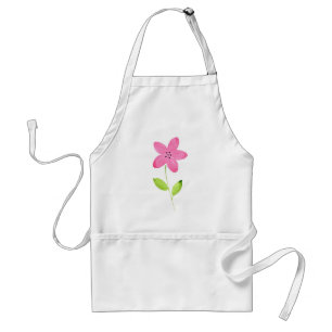 Pink Five Petal Watercolor Flower Standard Apron