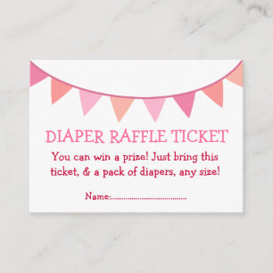 Pink Flags Diaper Raffle Ticket for Girl Enclosure Card