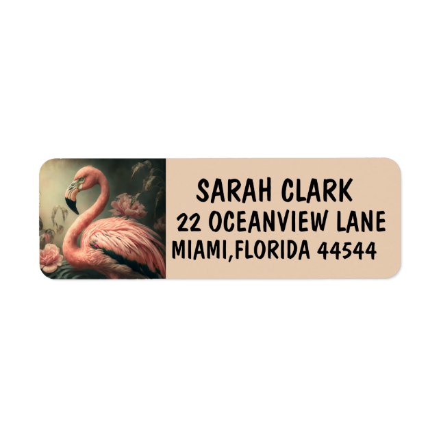 PINK FLAMIMGO ART RETURN ADDRESS LABELS (Front)