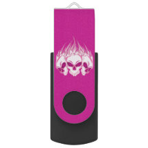 Pink Flaming Skulls