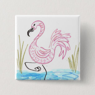 Pink Flamingo #13 15 Cm Square Badge