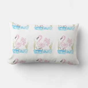 Pink Flamingo #13 by EelKat Wendy C Allen Lumbar Cushion
