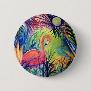 Pink Flamingo 6 Cm Round Badge