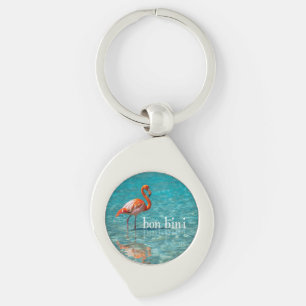 Pink flamingo abc islands key ring