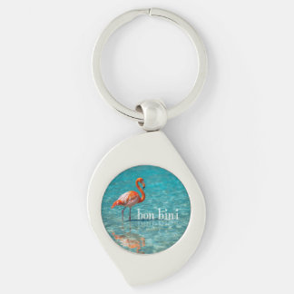 Pink flamingo abc islands key ring