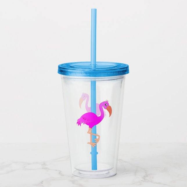 Pink Flamingo Acrylic Tumbler (Front)