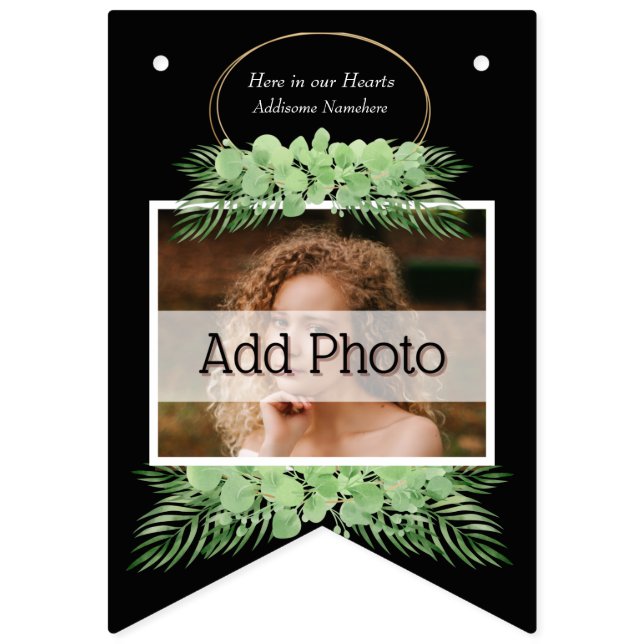 Pink Flamingo and Hearts Pattern black Bunting (First Flag)