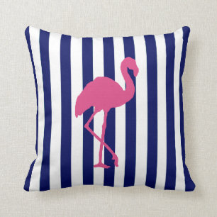 Pink Flamingo and Navy Stripe Cushion