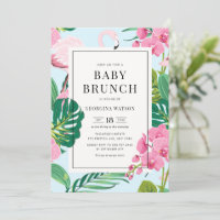 Pink Flamingo and Orchids Tropical Baby Brunch