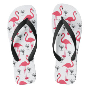 Pink Flamingo and Palm Tree Thongs