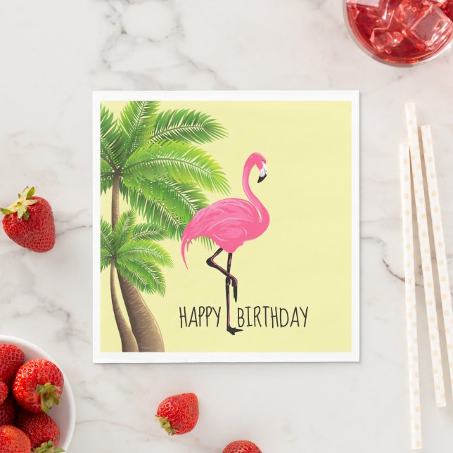 Pink Flamingo  and Palm Trees PaperPaper Napkins (Insitu)