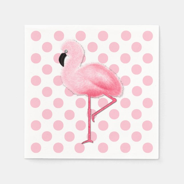 Pink Flamingo and Polka Dot Napkins (Front)