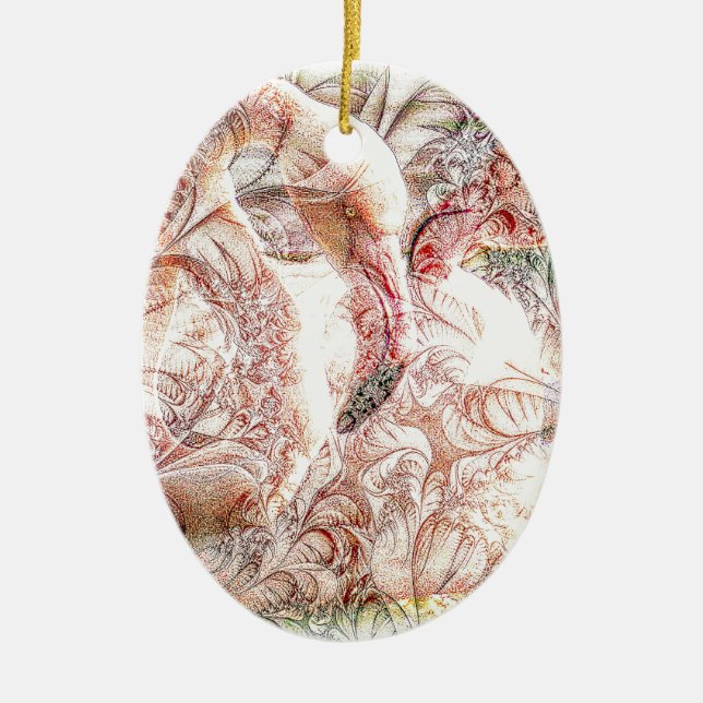 Pink Flamingo Art Ceramic Ornament (Front)