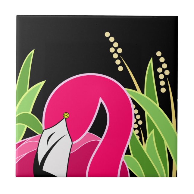 Pink Flamingo Art Ceramic Tile (Front)