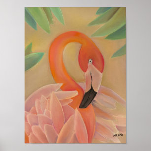 Pink Flamingo Art Print   Tropical Wall Decor