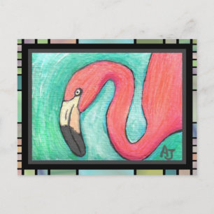 Pink Flamingo - artsy postcard (2)