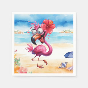 Pink Flamingo at the beach  Napkin