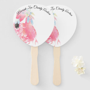 Pink Flamingo Auction Paddle Hand Fan