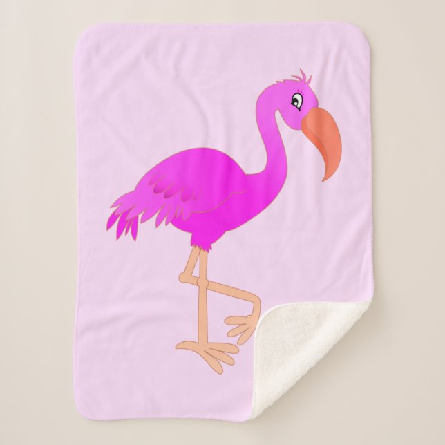 Pink Flamingo Baby Sherpa Blanket (Front)