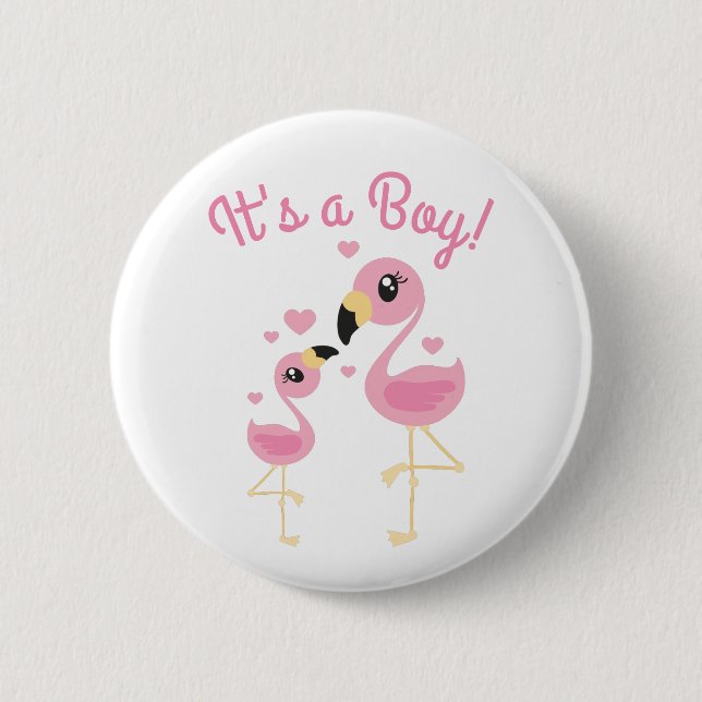 Pink Flamingo Baby Shower 6 Cm Round Badge (Front)