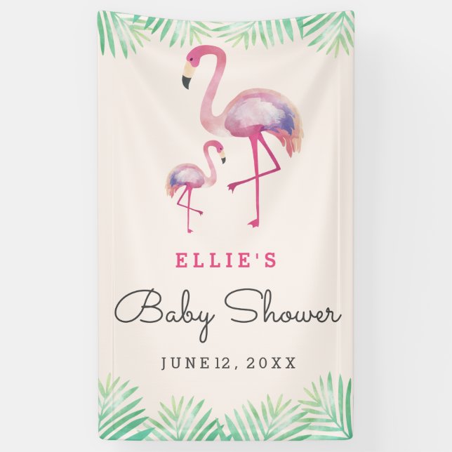 Pink Flamingo Baby Shower Banner (Vertical)