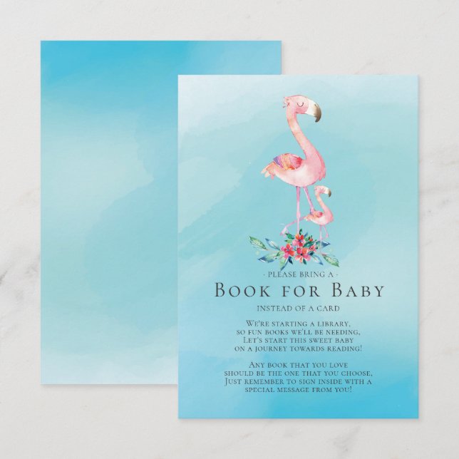 Pink Flamingo Baby Shower Book for Baby Card (Front/Back)