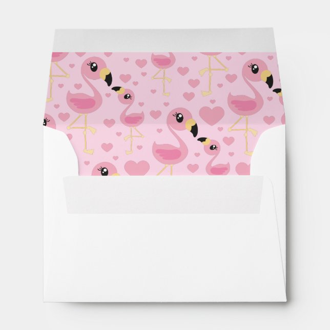 Pink Flamingo Baby Shower Envelope (Back (Bottom))