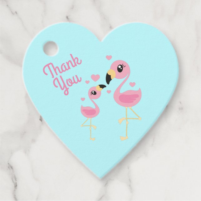 Pink Flamingo Baby Shower Favour Tags (Front)