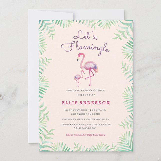 Pink Flamingo Baby Shower Invitation (Front)