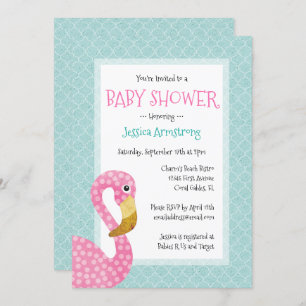 Pink Flamingo Baby Shower Invitation