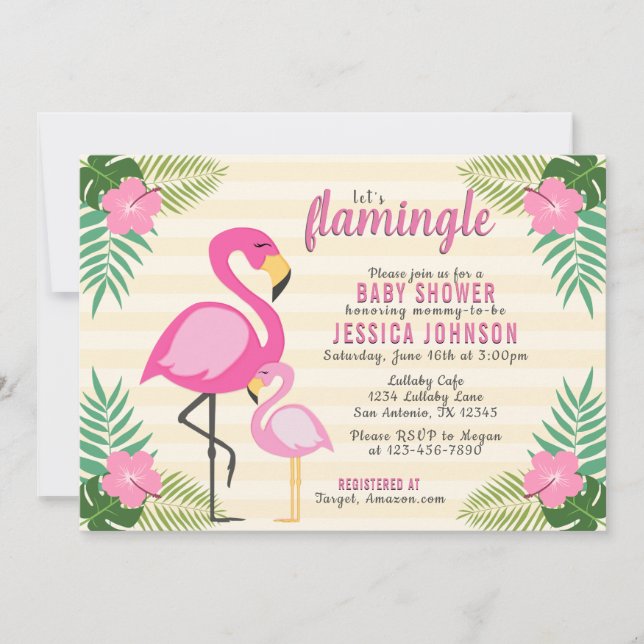 Pink Flamingo Baby Shower Invitation (Front)