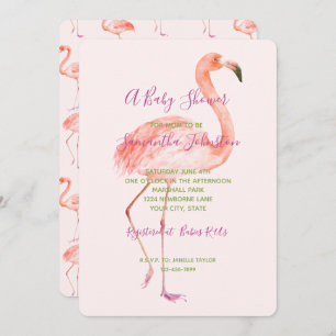 Pink Flamingo Baby Shower Invitation
