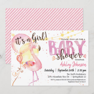 Pink Flamingo Baby Shower invitation