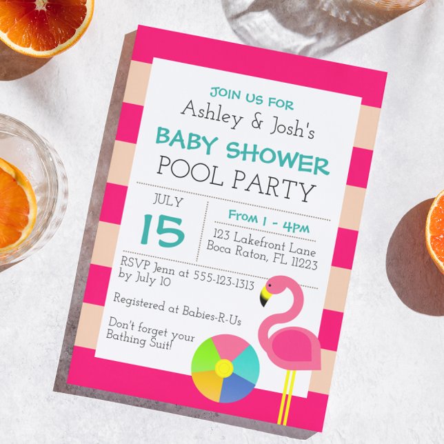 Pink Flamingo Baby Shower Invitation (Creator Uploaded)