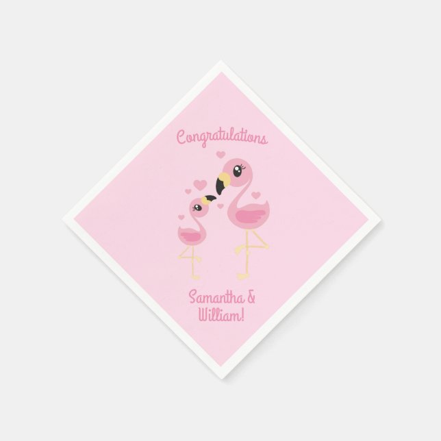 Pink Flamingo Baby Shower Napkin (Corner)