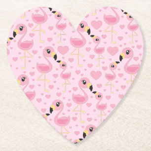 Pink Flamingo Baby Shower Paper Coaster
