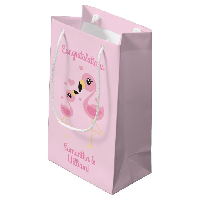 Pink Flamingo Baby Shower Small Gift Bag (Back Angled)
