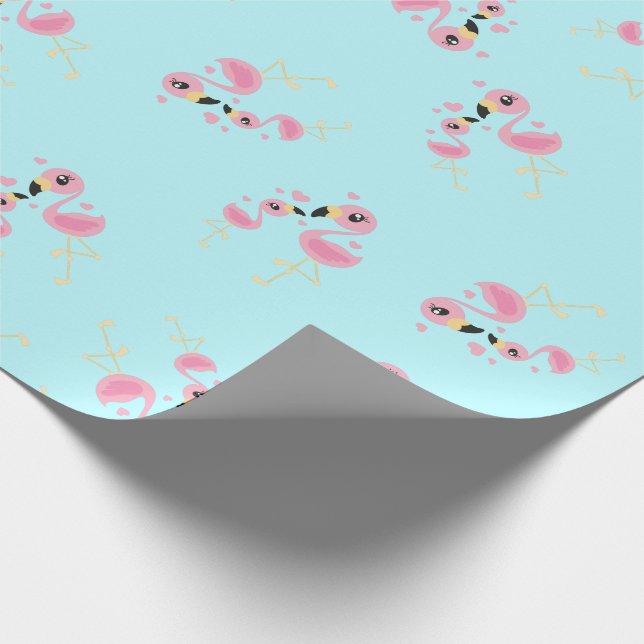 Pink Flamingo Baby Shower Wrapping Paper (Corner)