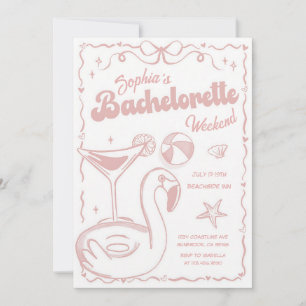 Pink Flamingo Bachelorette Weekend Beach Party Invitation