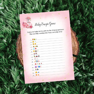 Pink Flamingo Ballerina Baby Emoji Pictures Game Invitation