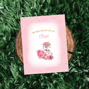 Pink Flamingo Ballerina Baby Shower RSVP Enclosure Card