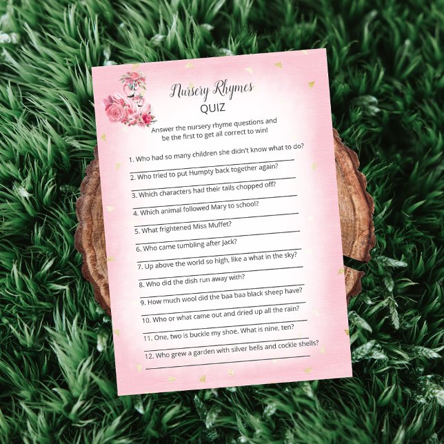 Pink Flamingo Ballerina Nursery Rhymes Shower Game Invitation (Creator Uploaded)