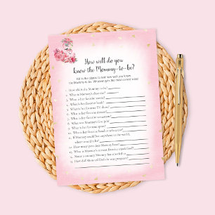 Pink Flamingo Ballerina Who Knows Mum Best Game Invitation