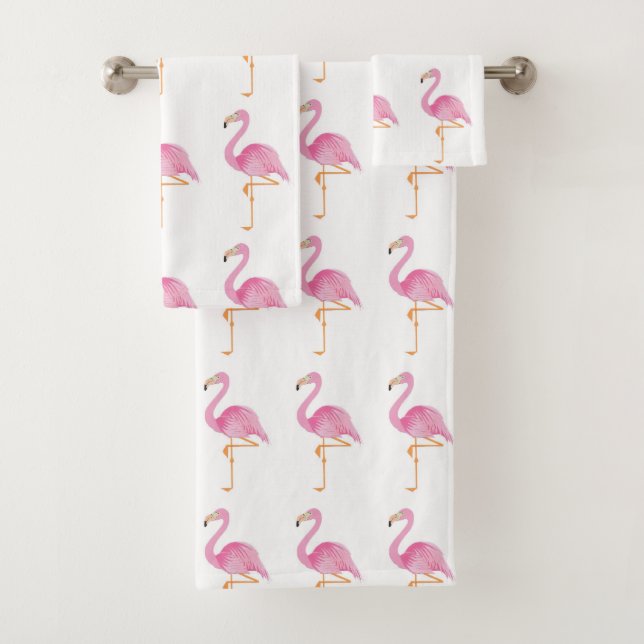 Pink flamingo bath towels (Insitu)